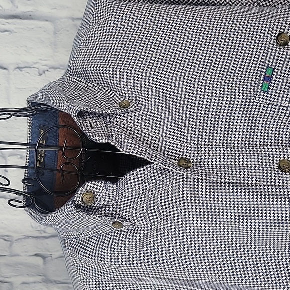 ALEXANDER JULIAN COLOURS Blue and White Checkered Button Down‎ Men's Shirt Large - Picture 2 of 9